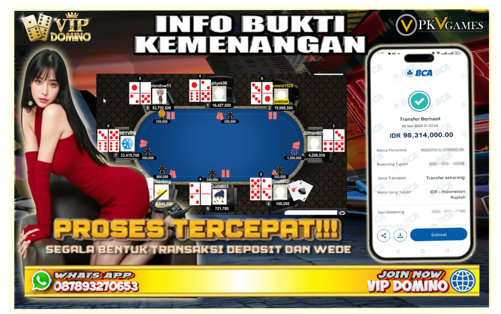 Situs Gampang Menang Cuma di VIP DOMINO — Awal Bulan Cuan 98 Juta dari Game BandarQ