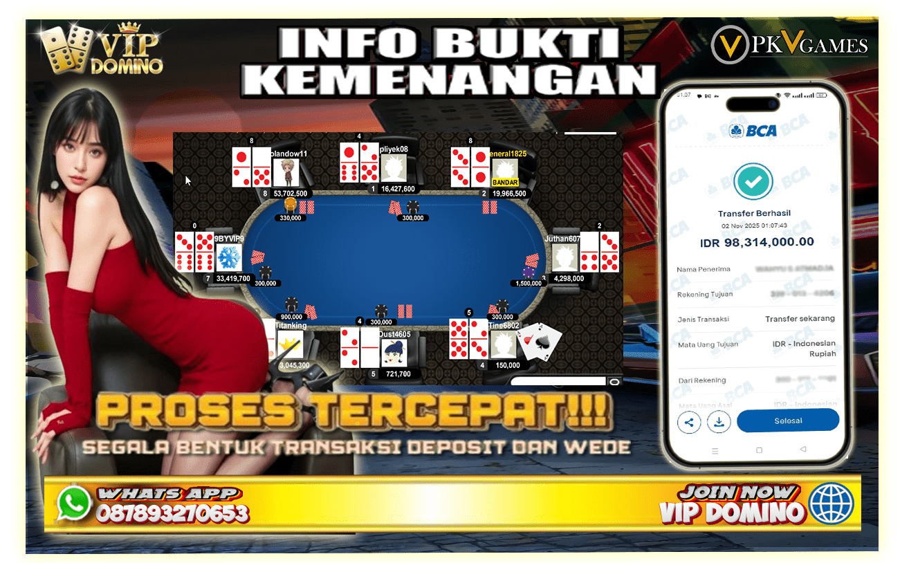 Situs Gampang Menang Cuma di VIP DOMINO — Awal Bulan Cuan 98 Juta dari Game BandarQ