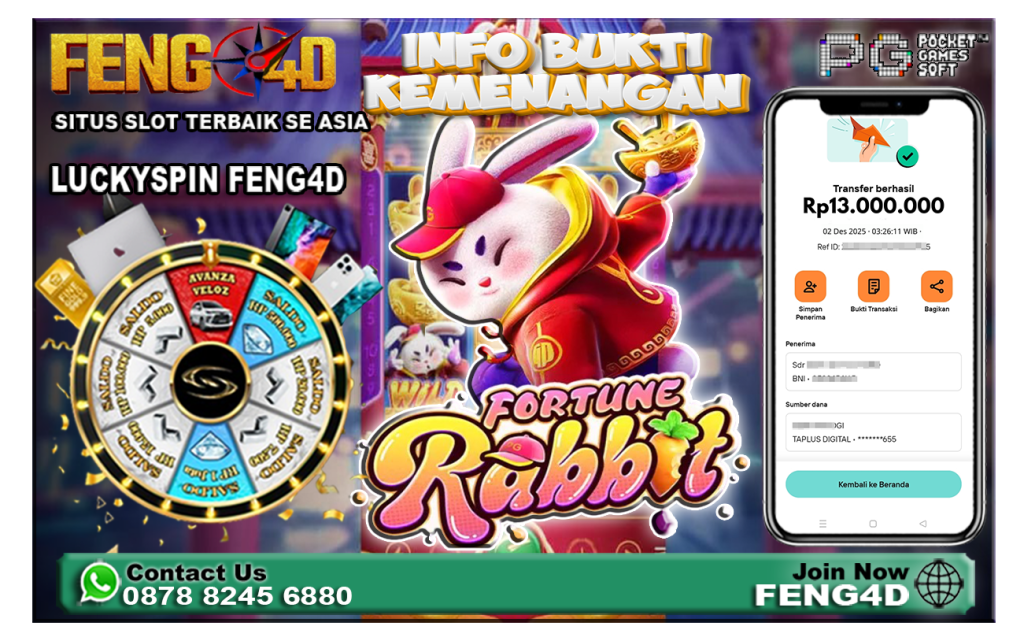 Kemenangan Slot Fortune Rabbit Raup Rp 13 Juta di Feng4D