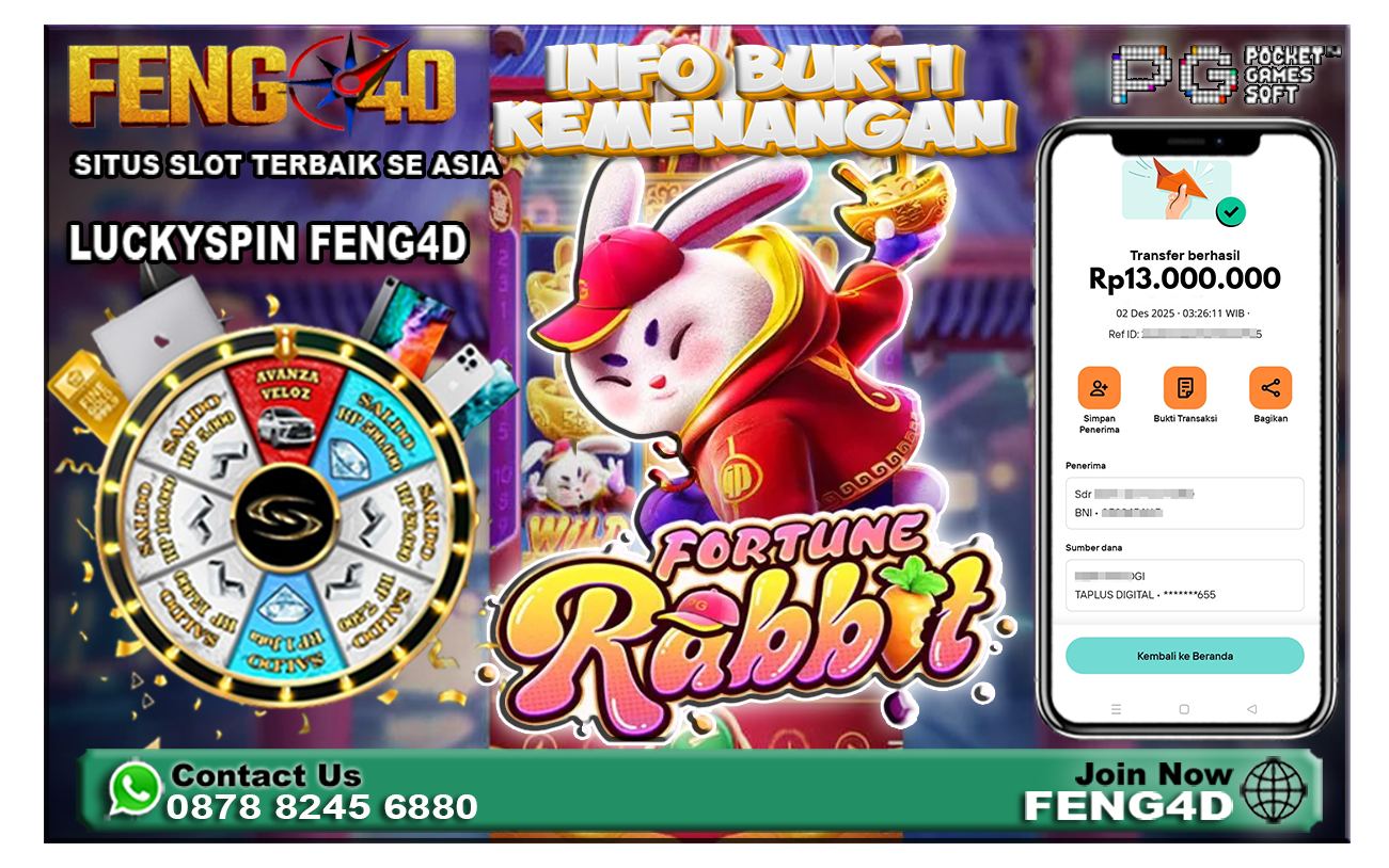Kemenangan Slot Fortune Rabbit Raup Rp 13 Juta di Feng4D