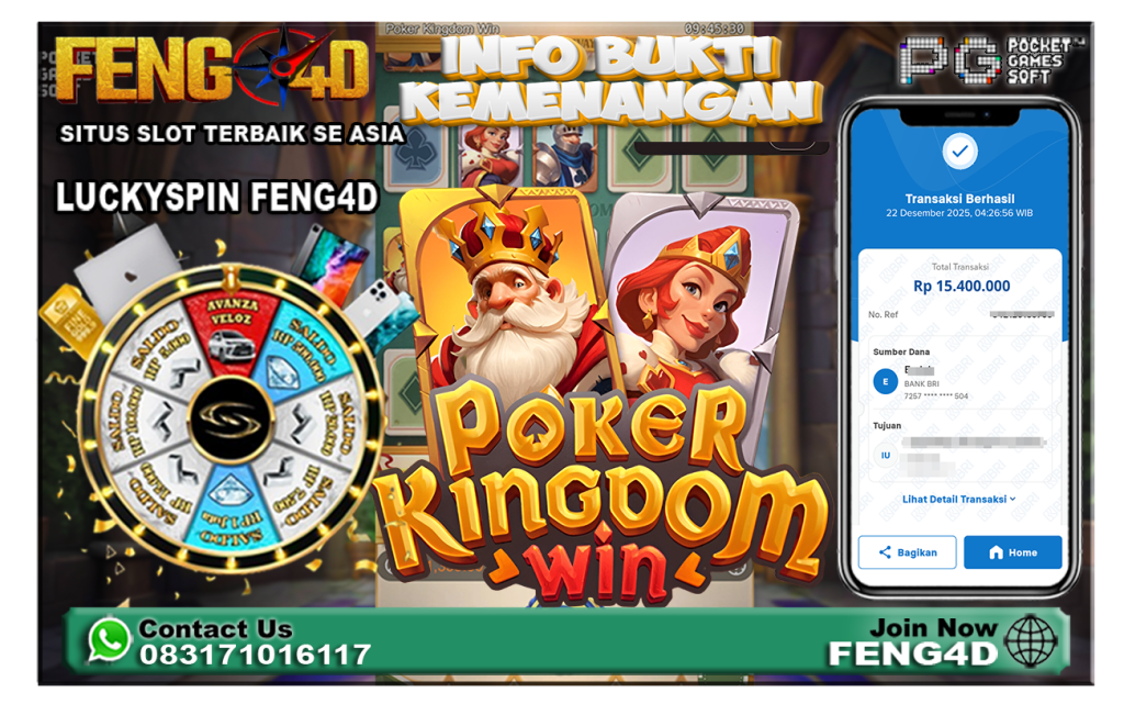 Kemenangan Slo Poker Kingdom Win Raup Rp 15,4 Juta di Feng4D