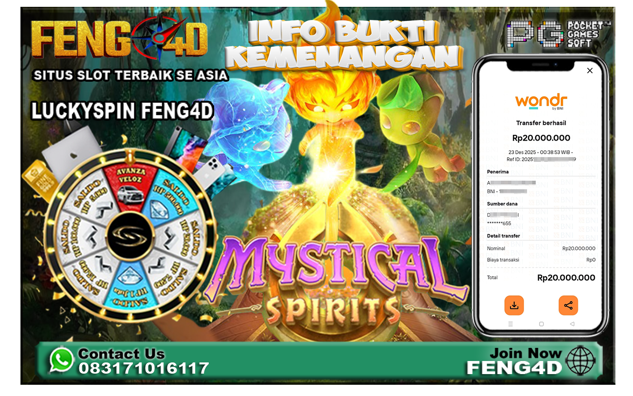 Kemenangan Slot Mystical Spirit (PG SOFT) Raup Rp 20 Juta di Feng4D
