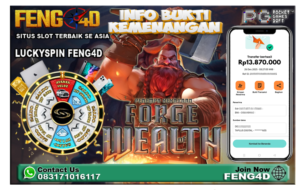 Kemenangan Slot Forge Wealth Raup Rp 13.870.000 di Feng4D