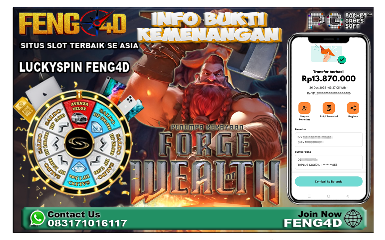 Kemenangan Slot Forge Wealth Raup Rp 13.870.000 di Feng4D