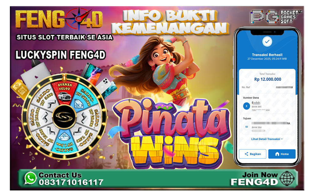 JP Meledak! Bukti Jackpot Slot Pinata Wins (PG Soft) Rp12.000.000 di Situs Feng4D