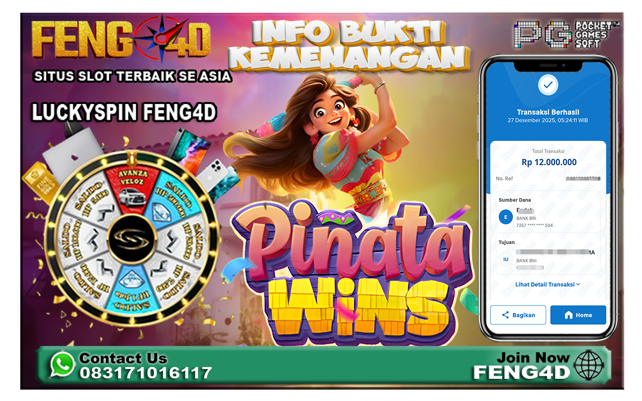 JP Meledak! Bukti Jackpot Slot Pinata Wins (PG Soft) Rp12.000.000 di Situs Feng4D