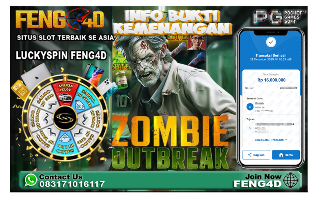 Modal Receh Jadi Jutawan! Bukti WD Rp16.000.000 Slot Zombie Outbreak di Feng4D