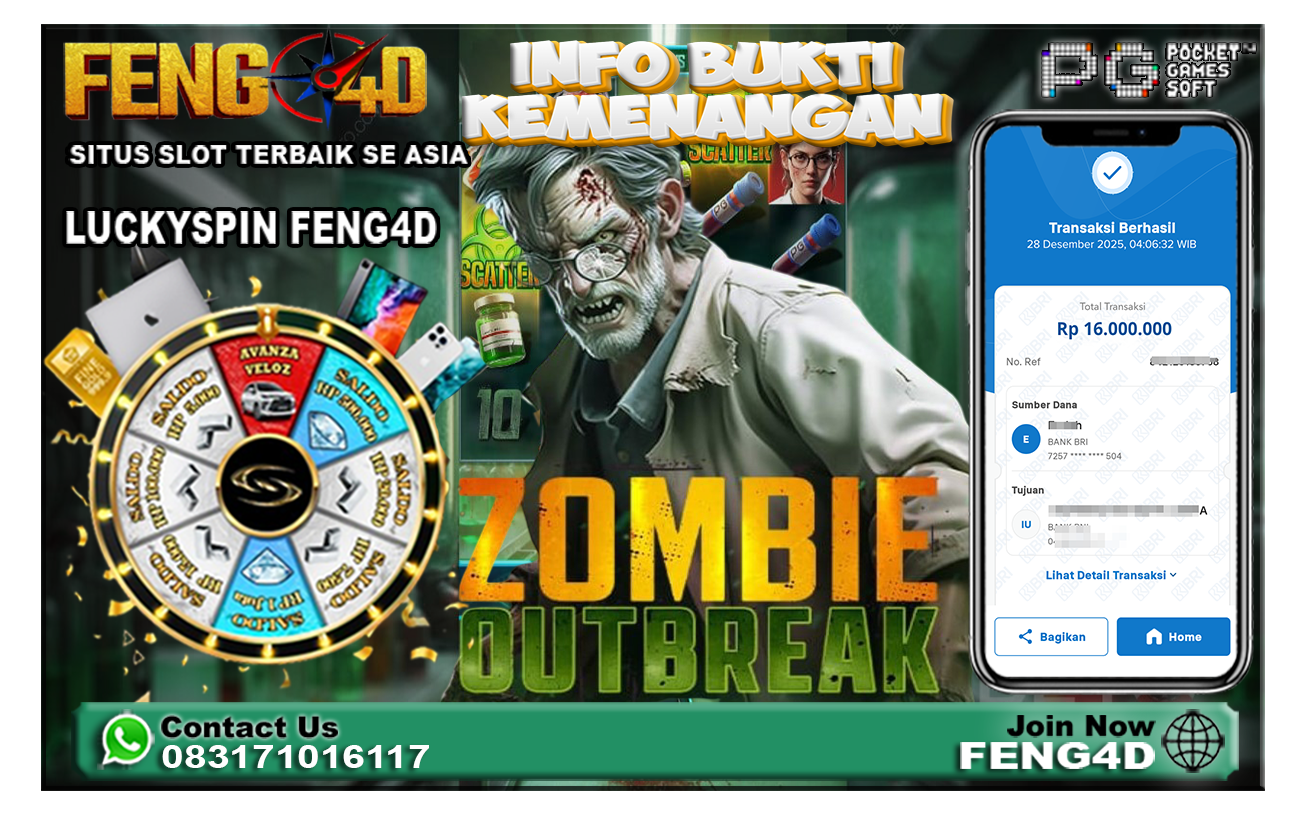 Modal Receh Jadi Jutawan! Bukti WD Rp16.000.000 Slot Zombie Outbreak di Feng4D