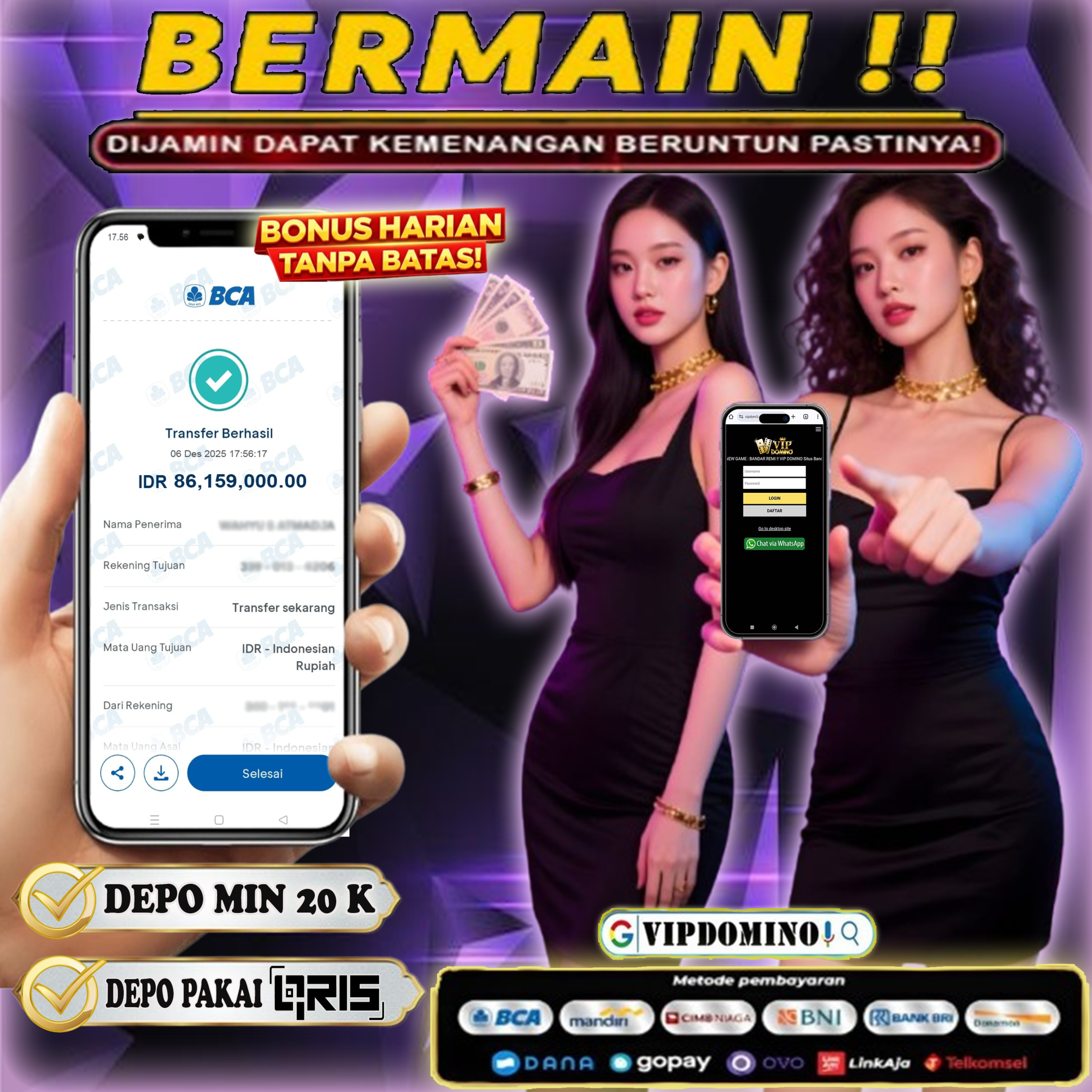 Kemenangan Hebat! WD Rp 86.159.000 Berhasil Cair Hari Ini di VIP DOMINO 💥