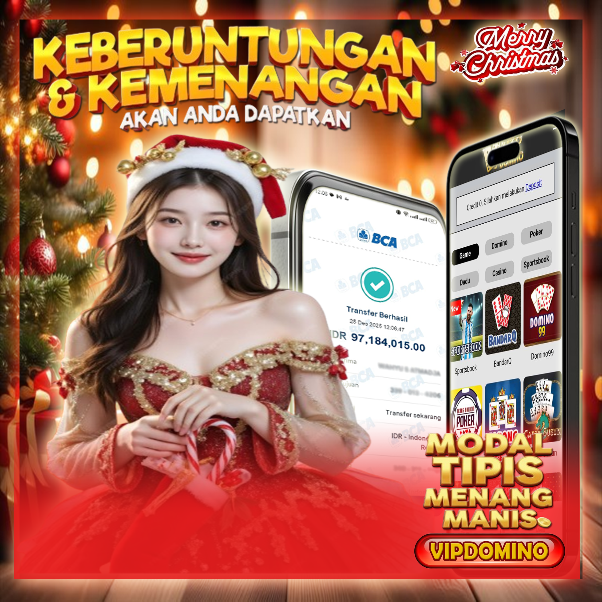 Natal Penuh Berkah! Kemenangan Besar di VIPDOMINO Berhasil WD 97.184.015
