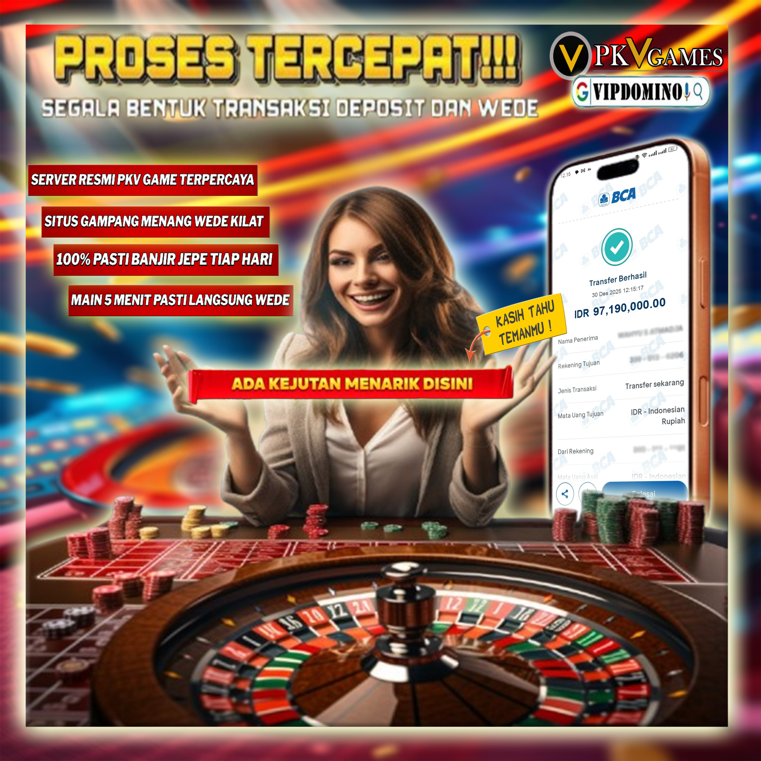 Bukti Kemenangan Fantastis Rp97.190.000 di VIPDomino Hari Ini, WD Lancar Tanpa Kendala!