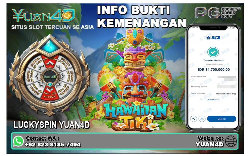 Kemenangan Slot Hawaiian Tiki di YUAN4D — Sensasi Maxwin dari Pulau Tropis!