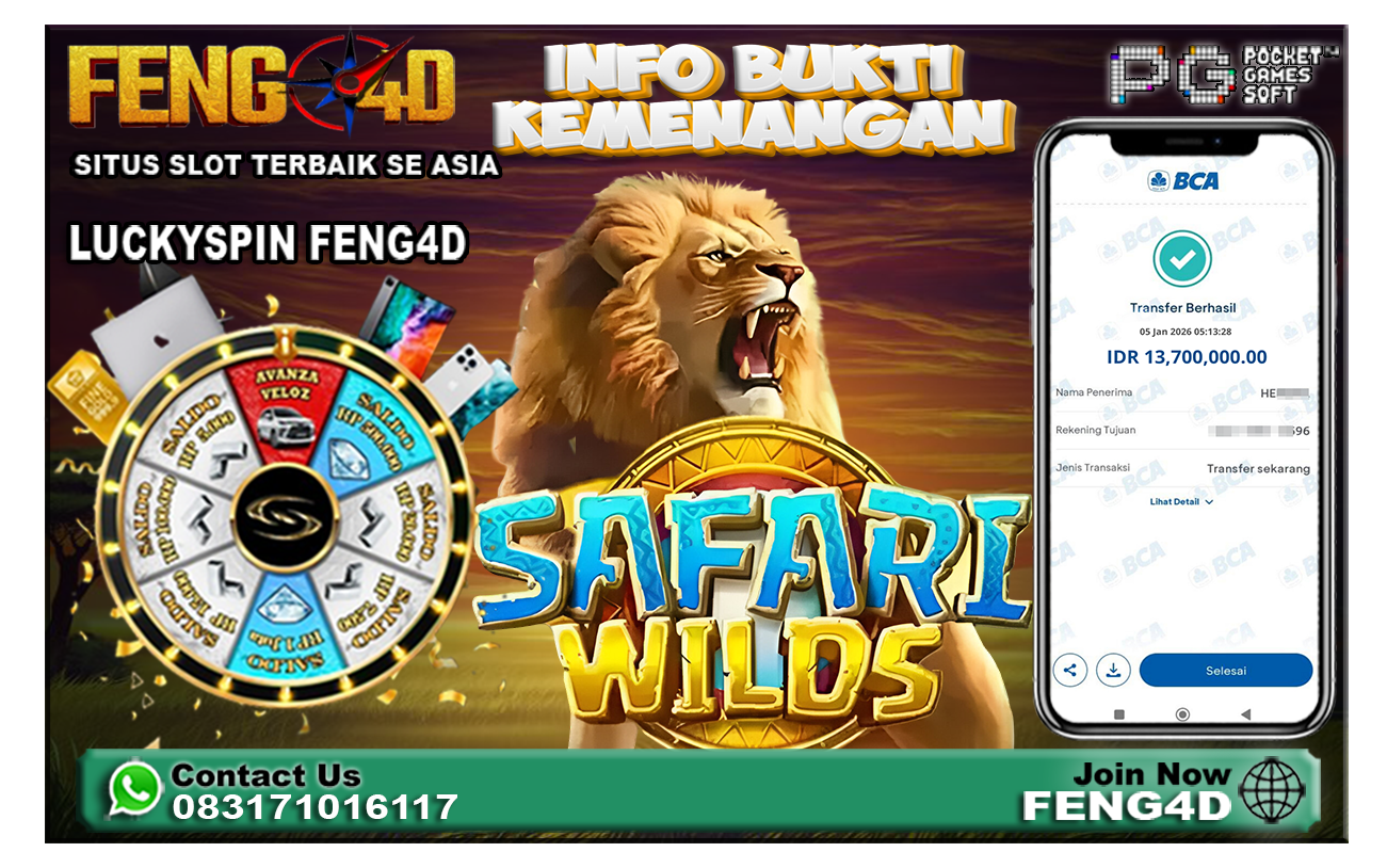 Bukti Jackpot! Kemenangan Rp 13,7 Juta di Slot Safari Wilds Pada Situs Feng4D!