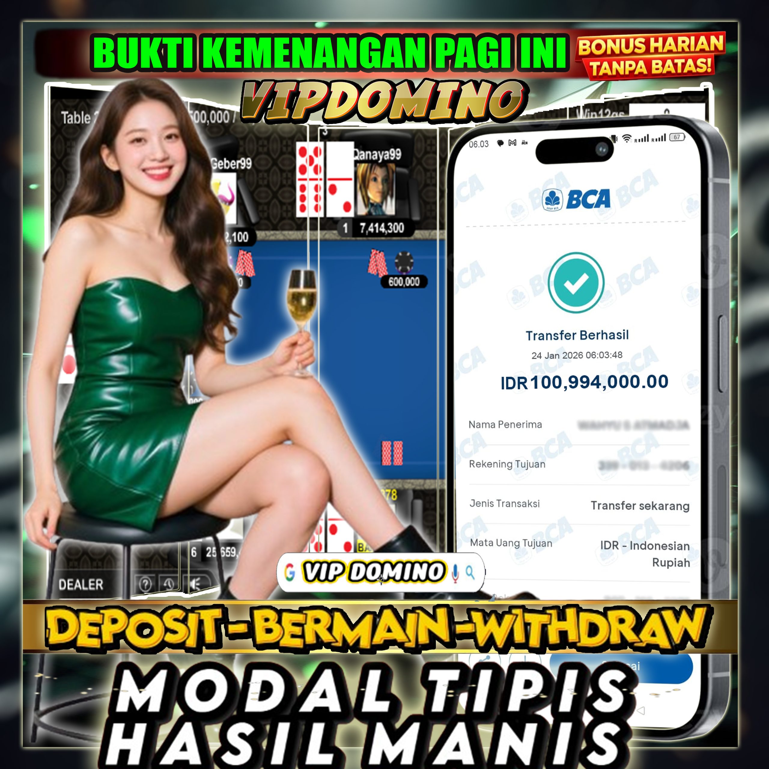 ๐ Kemenangan Fantastis 100 Juta Bermain di VIP DOMINO ๐