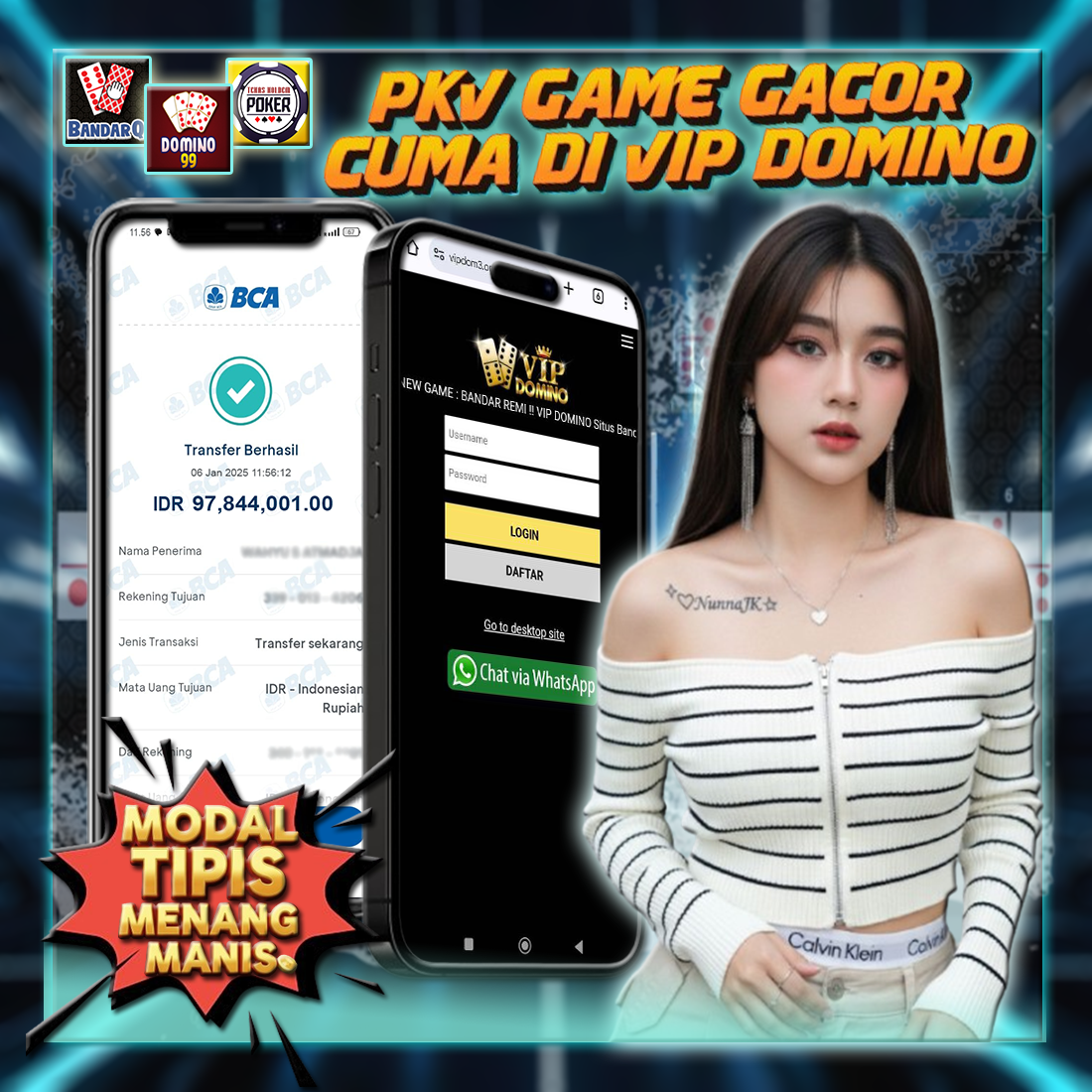 Kemenangan Besar Rp97.844.001 Bermain di VIP DOMINO, Bukti Situs PKV Gacor & Terpercaya!