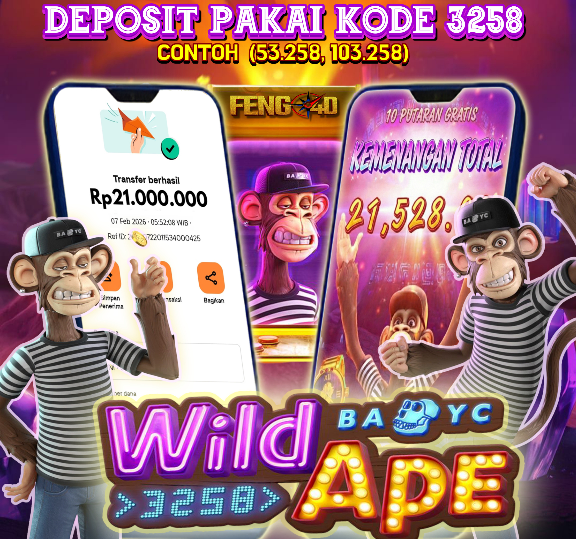 Trik Gacor FENG4D Tembus Jackpot Rp 21 Juta di Slot Wild Ape !